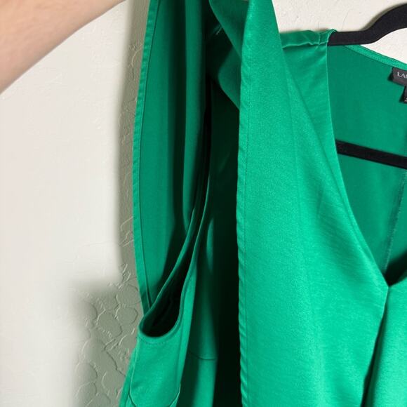 Lane Bryant Green V-Neck Flutter Sleeve Blouse 20 - Picture 4 of 12